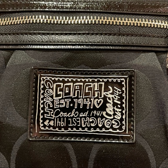 Coach Signature Poppy Diasy Black Jacqard Sateen Canvas Large Tote Bag NWOT - Picture 6 of 11